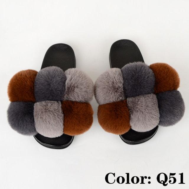Summer Women Slippers Faux Fur Slides For Women Fluffy Slippers House Shoes Woman Slippers Open Toe Fuzzy Fur Slippers Girls Fluffy House Slides Outdoor Indoor Slippers