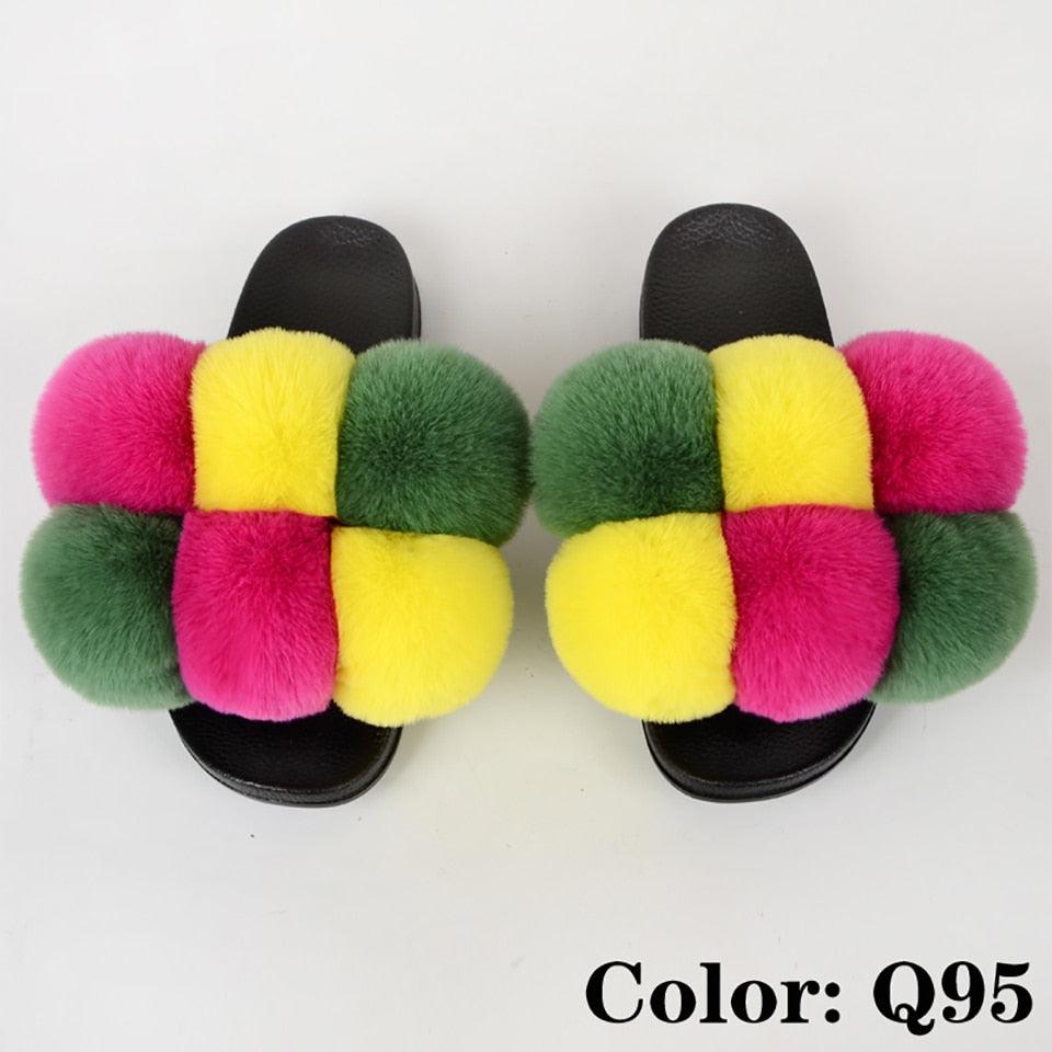 Summer Women Slippers Faux Fur Slides For Women Fluffy Slippers House Shoes Woman Slippers Open Toe Fuzzy Fur Slippers Girls Fluffy House Slides Outdoor Indoor Slippers