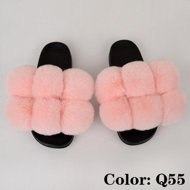 Summer Women Slippers Faux Fur Slides For Women Fluffy Slippers House Shoes Woman Slippers Open Toe Fuzzy Fur Slippers Girls Fluffy House Slides Outdoor Indoor Slippers