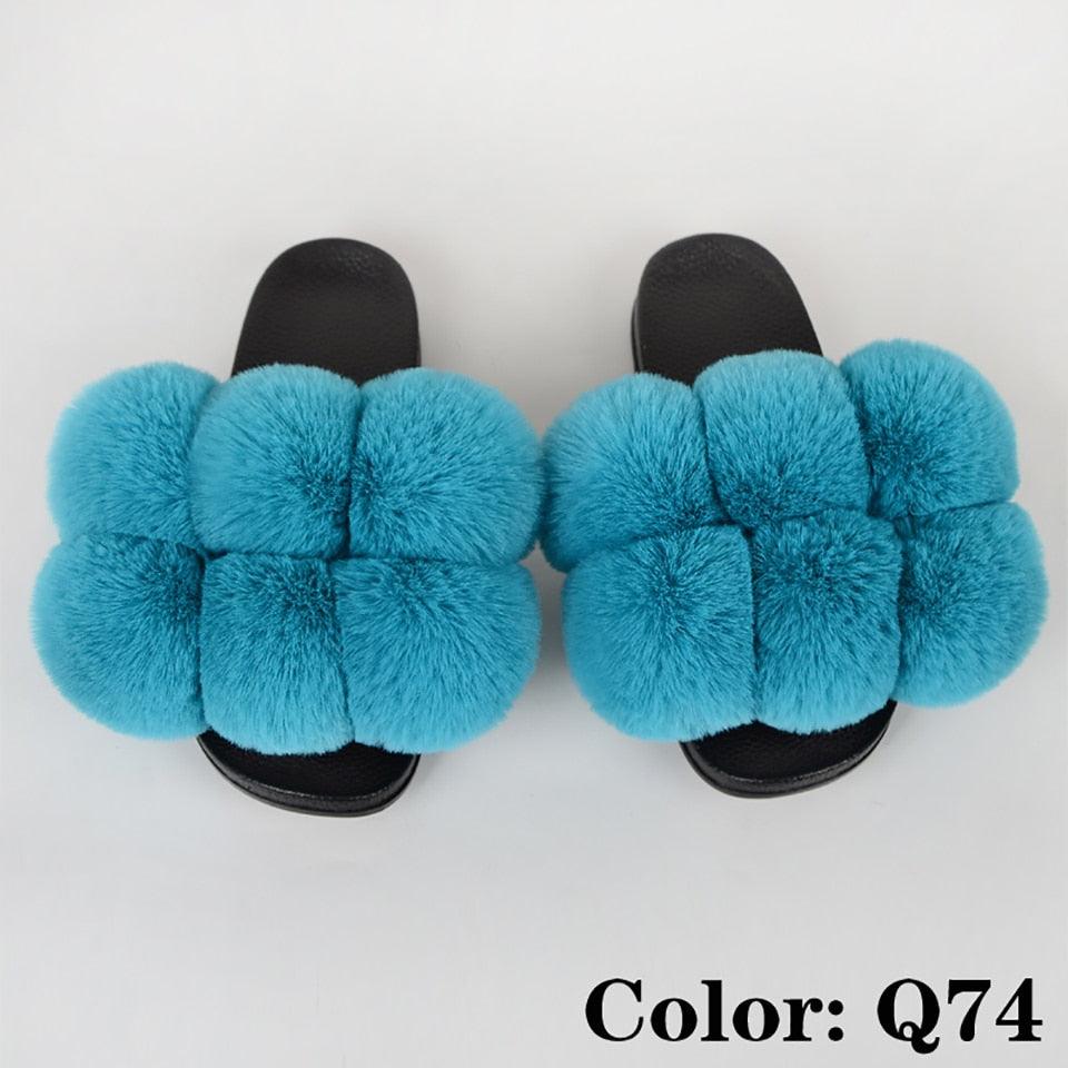 Summer Women Slippers Faux Fur Slides For Women Fluffy Slippers House Shoes Woman Slippers Open Toe Fuzzy Fur Slippers Girls Fluffy House Slides Outdoor Indoor Slippers