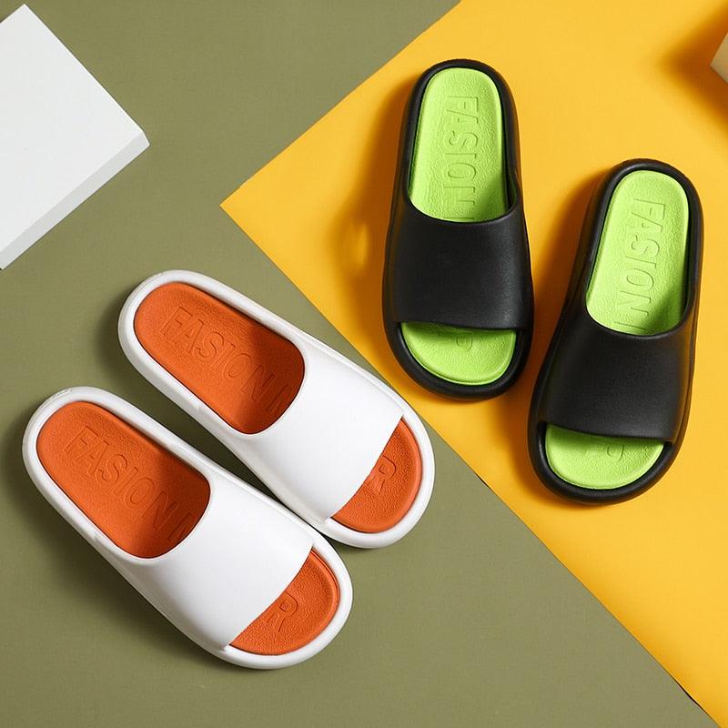 Summer Women Slippers Runway Shoes Outdoor Slides Men Flip Flops Thick Sole Non-slip Beach Pool Outdoor Slippers Anti-Slip Shower Spa Bath Pool Gym Slides Flip Flop Open Toe Comfortable Soft Sandals Casual Shoes