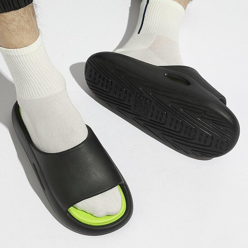 Summer Women Slippers Runway Shoes Outdoor Slides Men Flip Flops Thick Sole Non-slip Beach Pool Outdoor Slippers Anti-Slip Shower Spa Bath Pool Gym Slides Flip Flop Open Toe Comfortable Soft Sandals Casual Shoes
