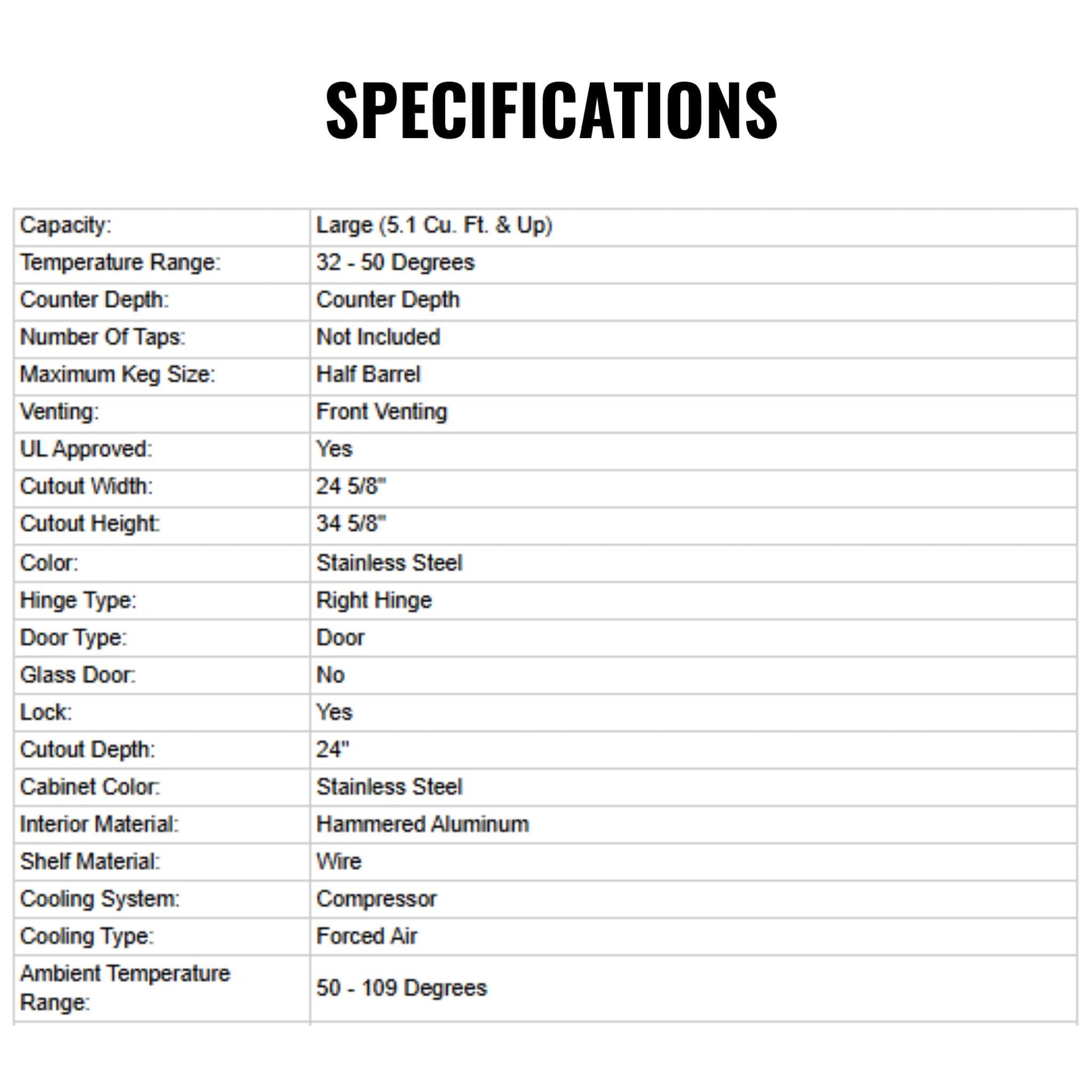 Summerset 6.6C Deluxe Outdoor Rated Kegerator With No Tap [RFR-24DK] (SAK84722)