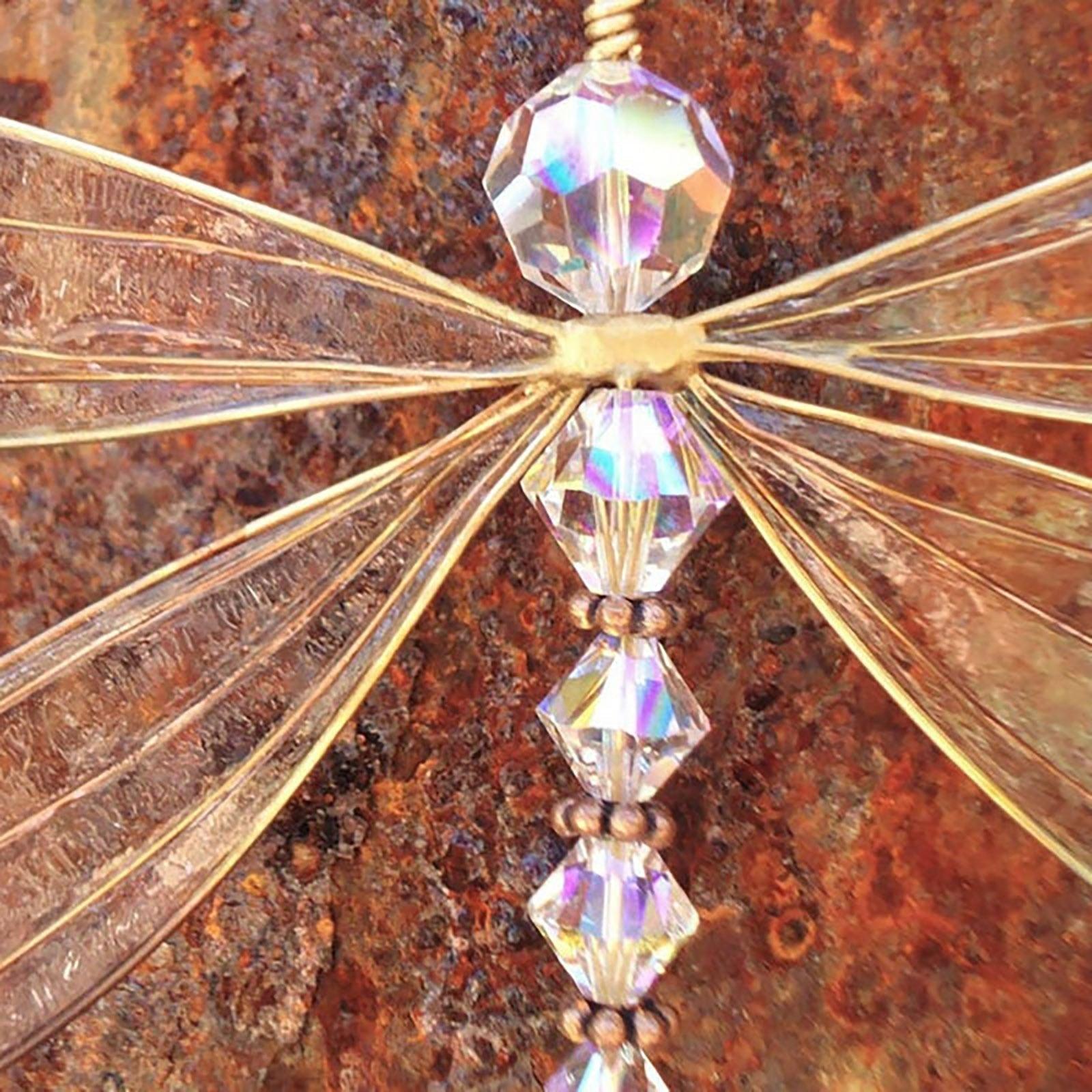Sun Catcher Ornament Window Crystal Guardian Angel Wing  Prism Pendant Rainbow Maker Collection Crystal Dragonflys Sun-catcher Wind Chimes Home Garden Hanging Decor Gifts Photography Prop Festival Decoration