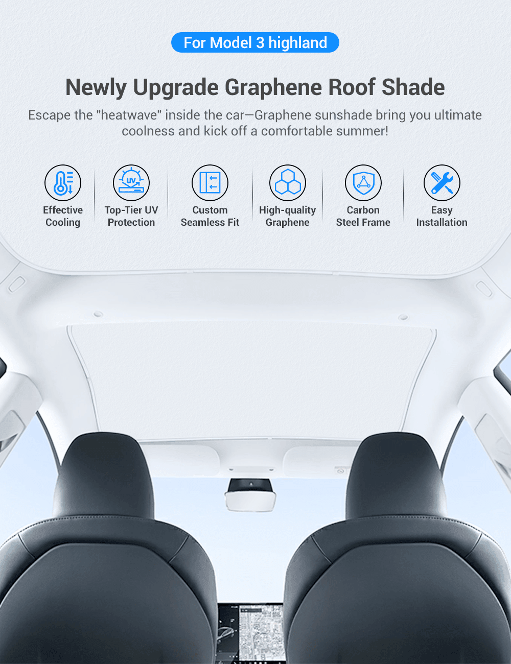 Glass Roof Sunshade for Tesla Model 3 | TESERY
