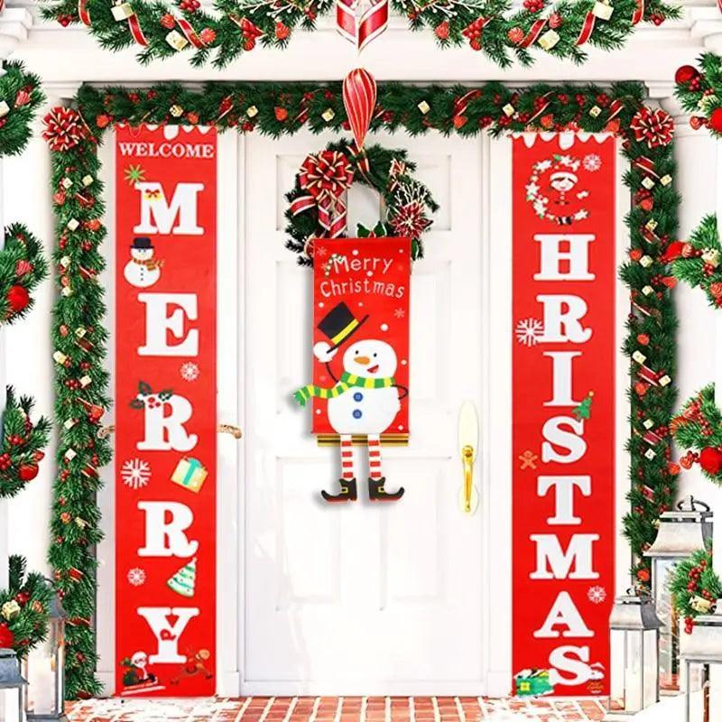 Super Cute Merry Christmas Decorations For Home Ornaments Garland New Year Xmas Door Decor Hanging Cloth Gifts