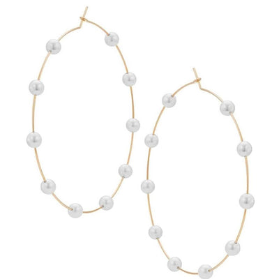 Super Huge Circle Pearls Earrings Thin Dangle