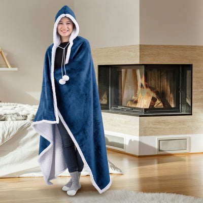 Super Soft Hooded Blanket Throw Home Decor Bedding 51X71 China Blue