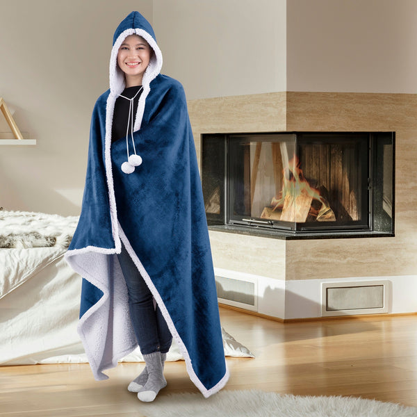 Super Soft Hooded Blanket Throw Home Decor Bedding 51X71 China Blue