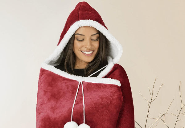 Super Soft Hooded Flannel Blanket Throw Home Decor Bedding 51X71 Red