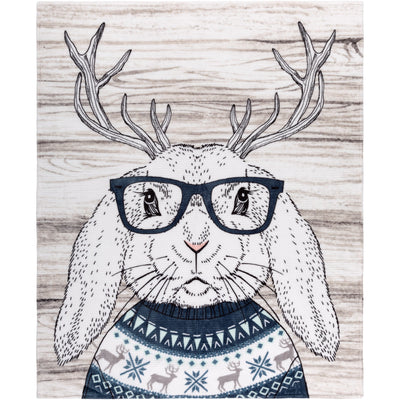 Super Soft Ribbed Flannel Blanket Throw Home Decor Bedding 48X60 Deer Bunny