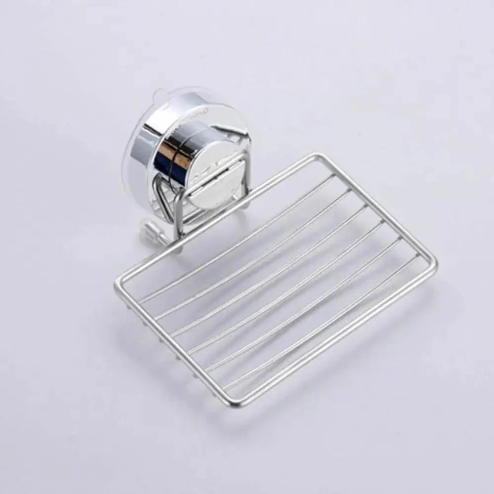 Super Strong Vacuum Suction Cup Soap Holder Drain Stainless Steel Wall-Mounted Soap Dish Shower Box Dish Punch-Free Bathroom Accessories Bathroom Soap Dish Holder Shower Soap Dish Saver Tray Bar Soap Sponge Holder for Shower Bathroom And Kitchen