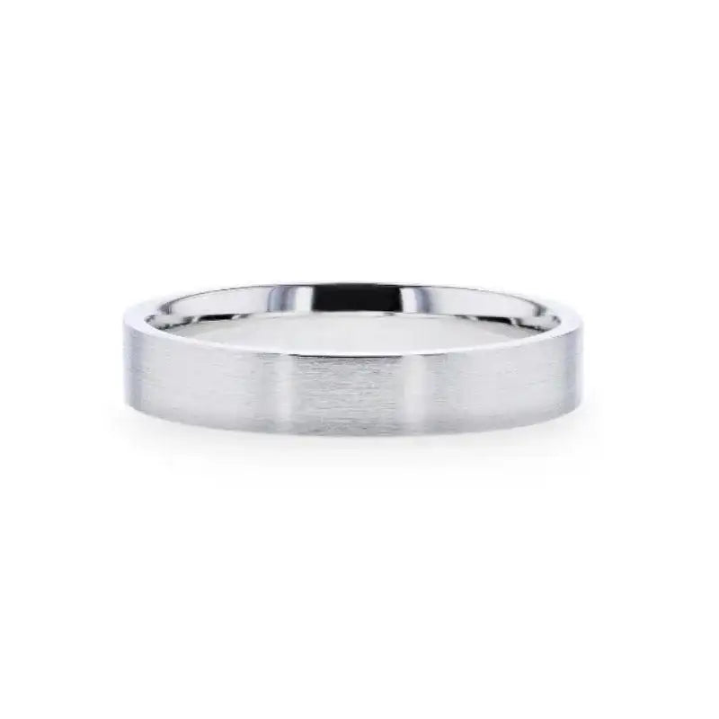 ARISTOCRAT Silver Brushed Finish Flat Style Wedding Band - 4mm & 8mm