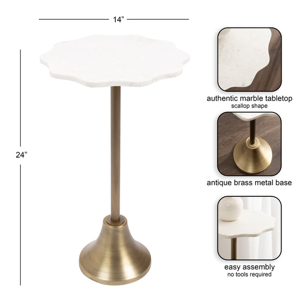 Sanzo Scalloped Marble and Metal Table