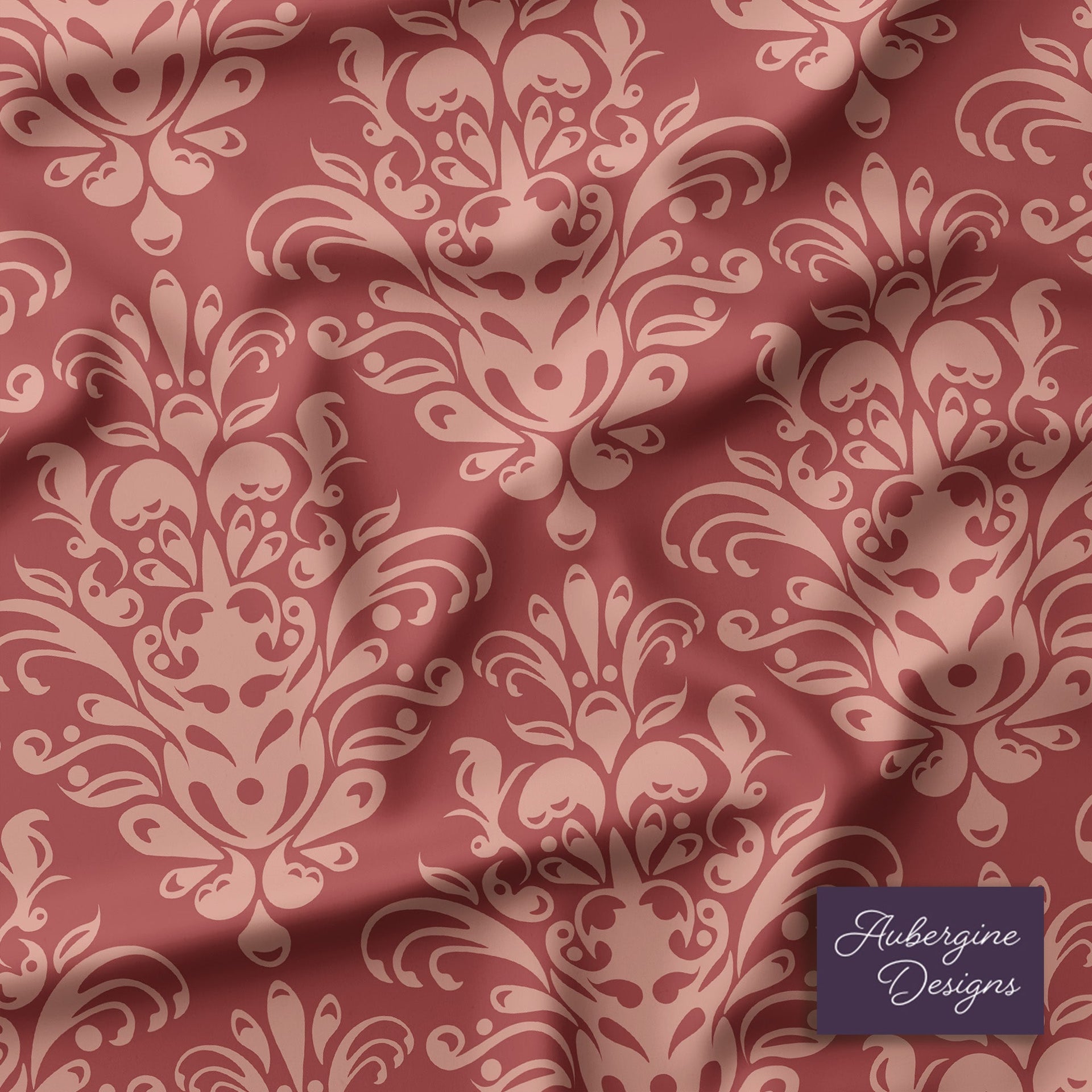Reversible Box Quilted Comforter Cover Set | Cotton Blend | Prima Damask - Rosy