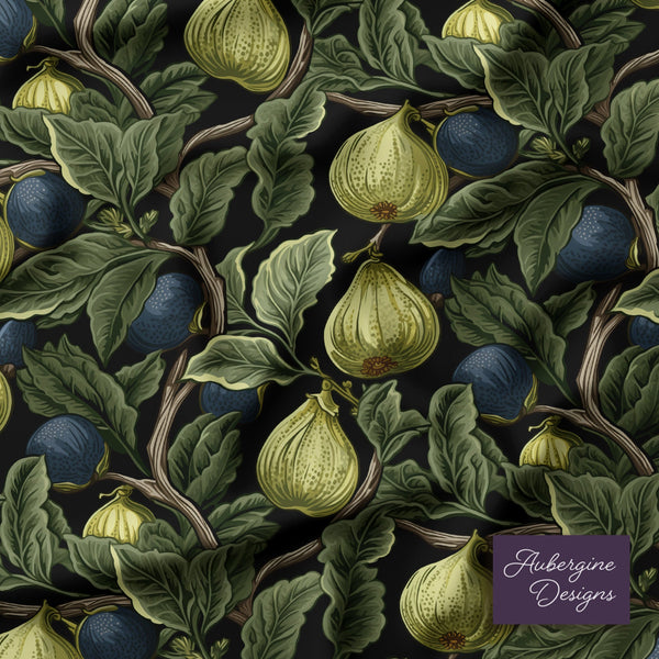 5 Piece Reversible Duvet Cover Set | Cotton Blend | Green Figs - William Morris Inspired Collection