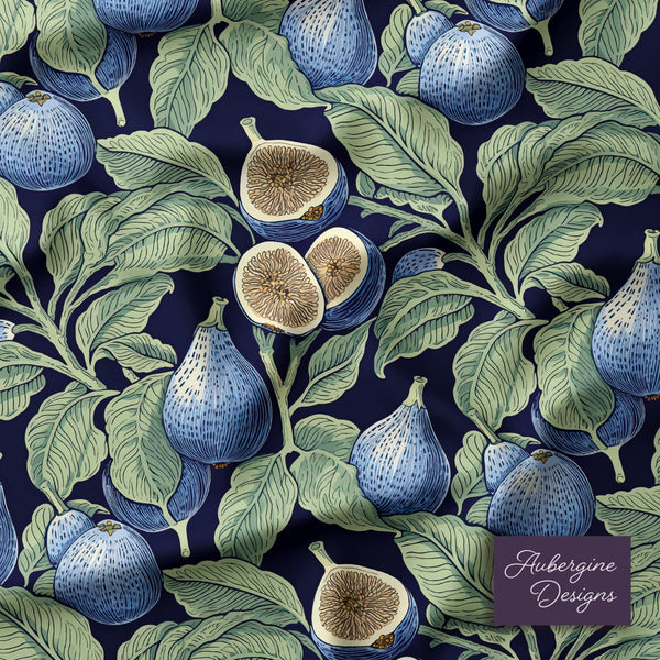 5 Piece Reversible Duvet Cover Set | Cotton Blend | Sliced Fig - William Morris Inspired Collection
