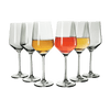 Colored Wine Glass Set, 12oz Glasses Set of 6 Baby Shower Gender Reveal Boy or Girl Decor Baby Announcement Unique Italian Style Tall Stemmed for White & Red Wine Elegant Glassware (Smoke Grey)