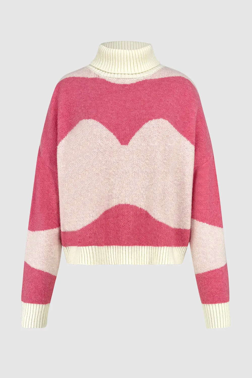 Sweet style color blocked versatile knitted sweater for women