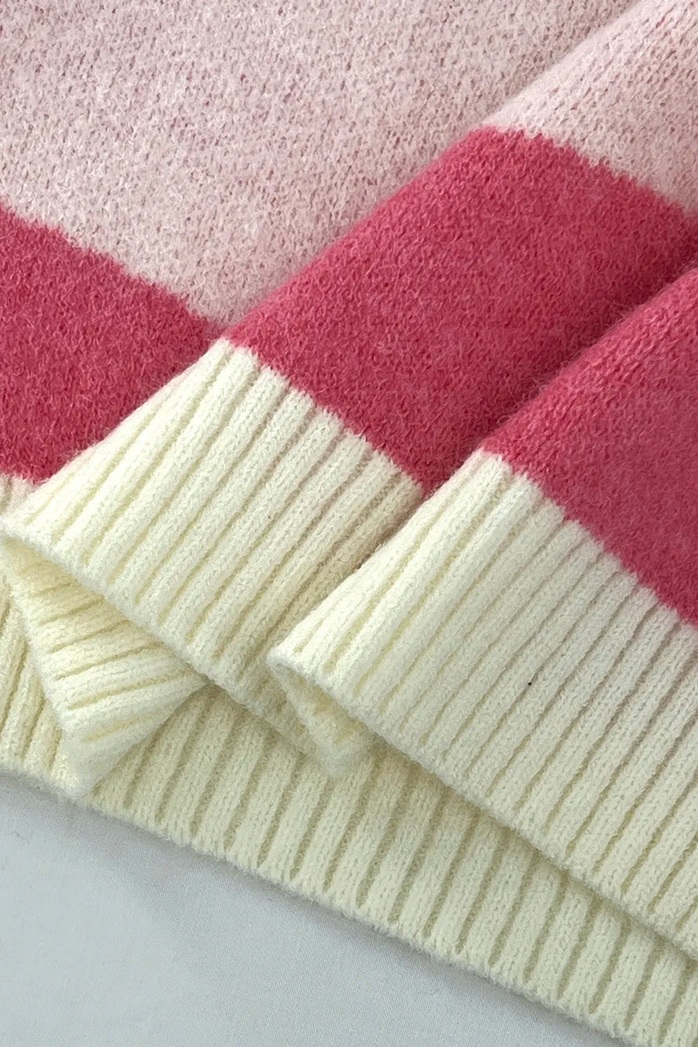 Sweet style color blocked versatile knitted sweater for women