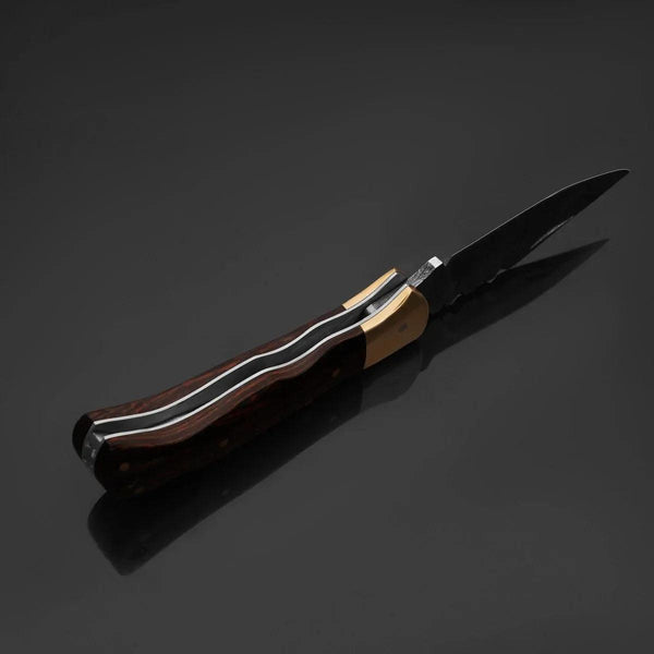 SwiftFlip Damascus Pocket Knife with Exotic Wenge Wood Handle - Gifts for You 'n Me