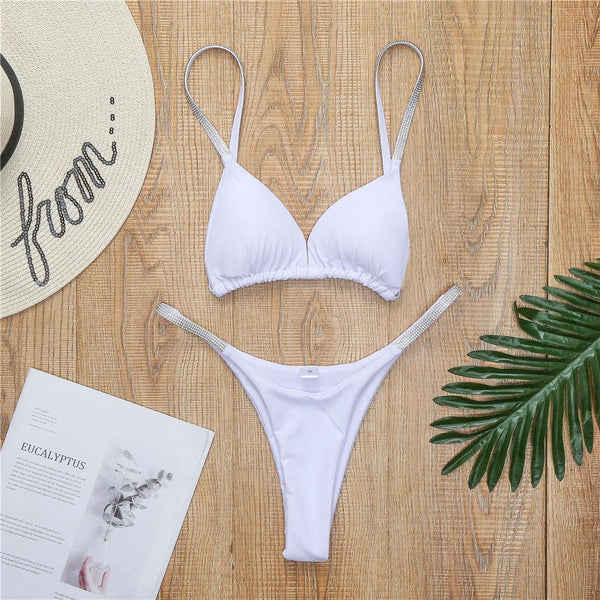 Swimwear Women Micro Bikini  Solid  Black G-String Swimsuits Bathers Bathing Suit 2 Piece Set  Bikinis For Women  Bathing Suit Women's Two-Piece Swimwear