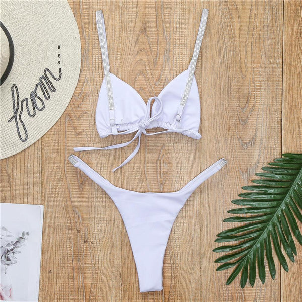 Swimwear Women Micro Bikini  Solid  Black G-String Swimsuits Bathers Bathing Suit 2 Piece Set  Bikinis For Women  Bathing Suit Women's Two-Piece Swimwear