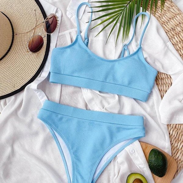 Swimwear Women Swimsuit Push Up Bikinis Fashion Women's Solid Color Bikini Pad Swimwear Swimsuit Beachwear Set Triangle Bikini Bathing Suits
