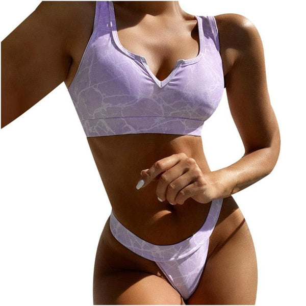 Swimwear Women Swimsuit Push Up Bikinis Fashion Women's Solid Color Bikini Pad Swimwear Swimsuit Beachwear Set Triangle Bikini Bathing Suits