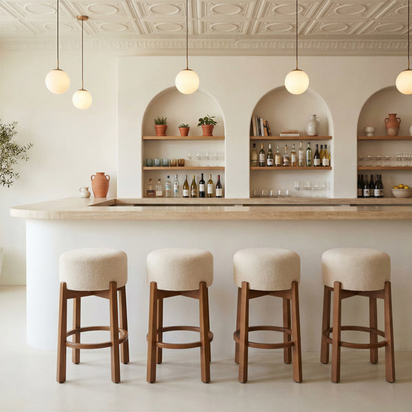 Nade Counter Stool (Set of 2) Beige & Walnut