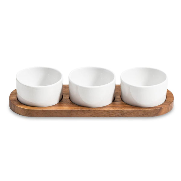 Condiment Serving Set  3 Ceramic Bowls with Lids  13