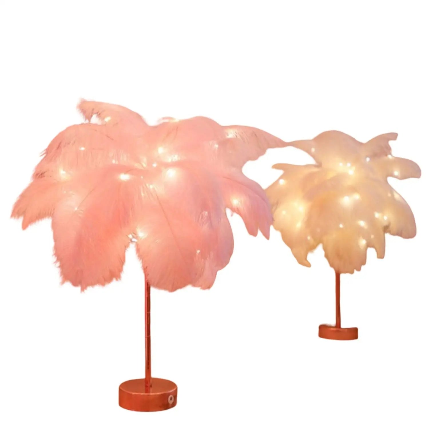 Table Feather Lamp Table with USB, Battery Powered and Remote Control