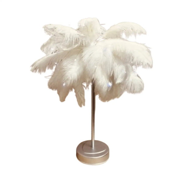 Table Feather Lamp Table with USB, Battery Powered and Remote Control