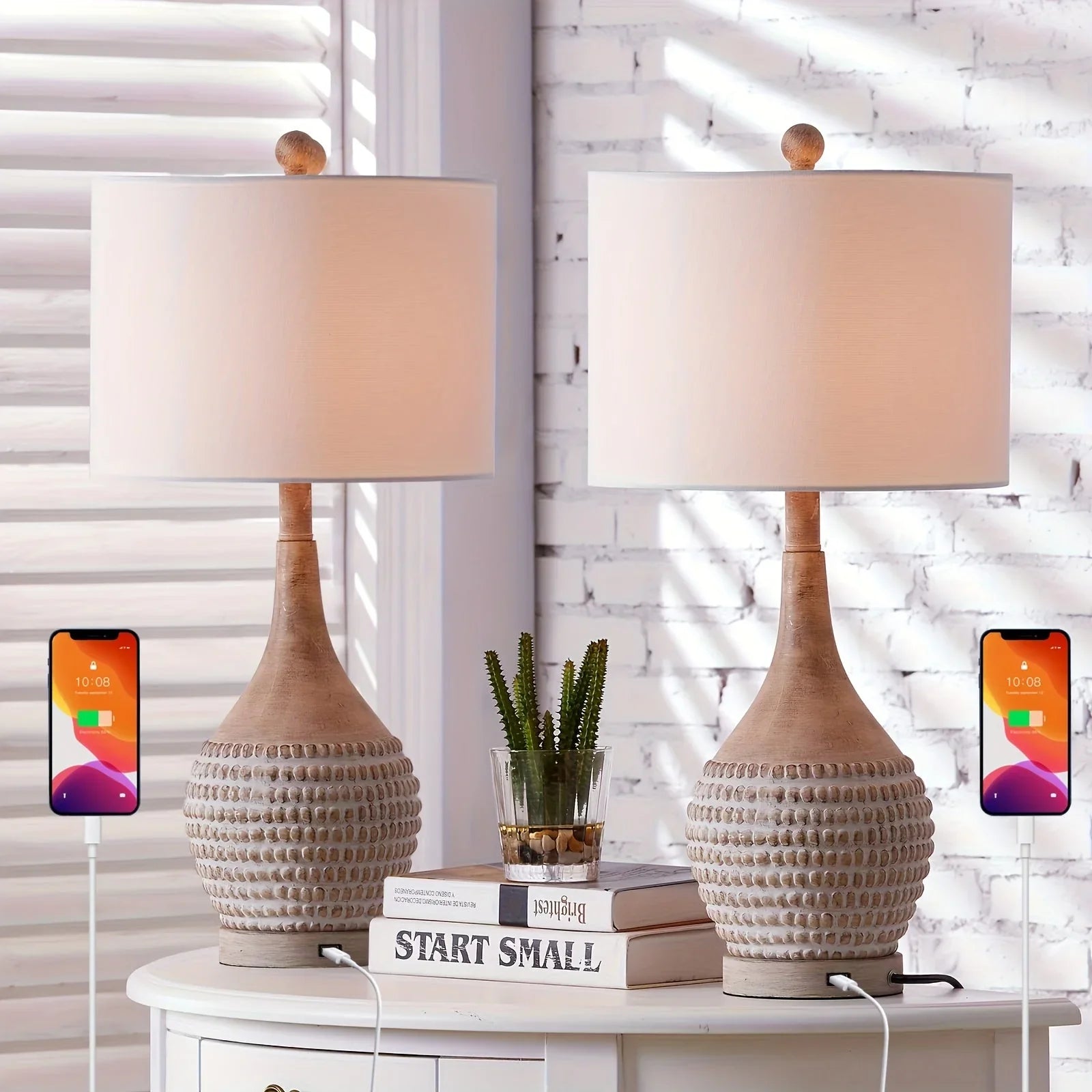 Table Lamp - 3-Way Dimmable Brown 25-Inch