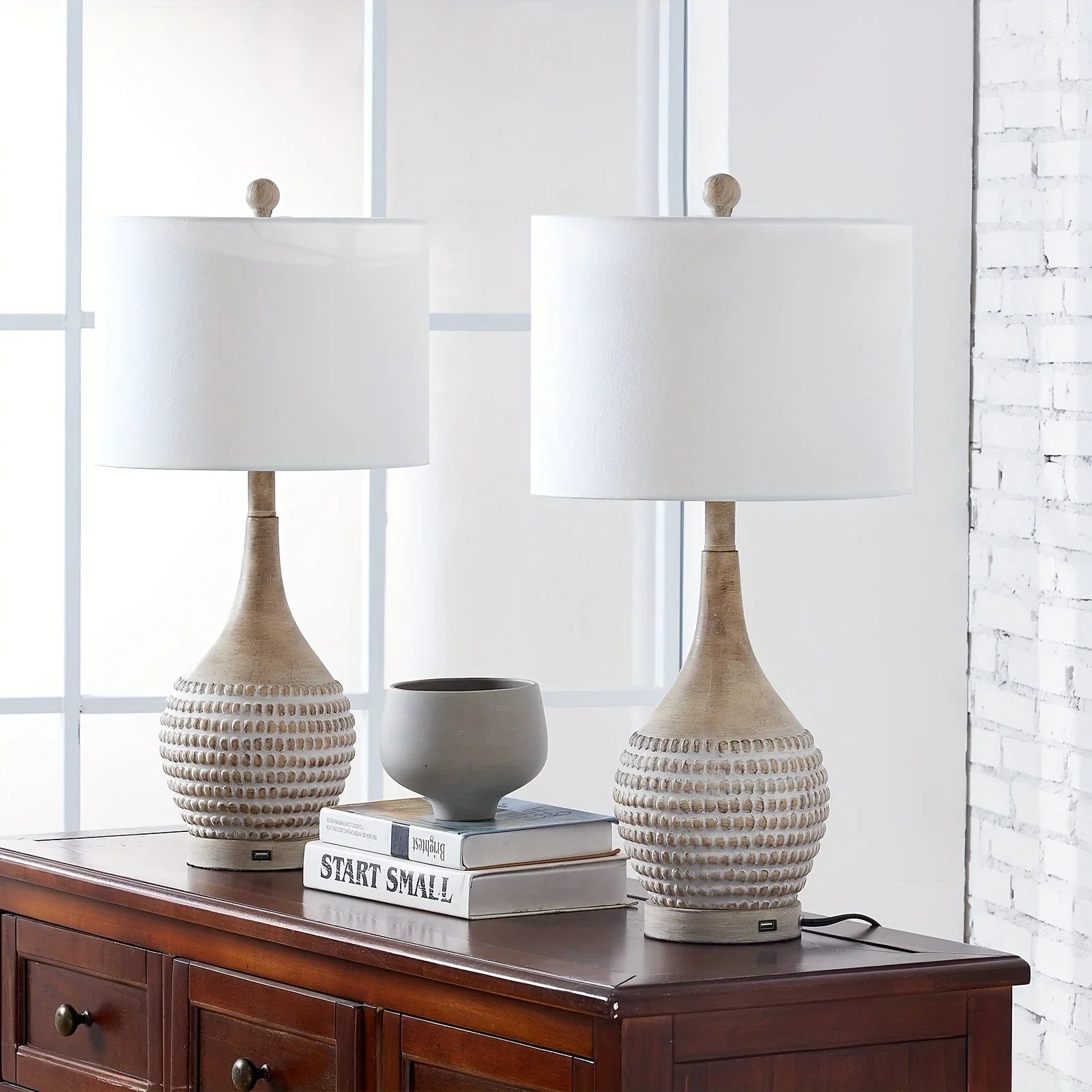 Table Lamp - 3-Way Dimmable Brown 25-Inch