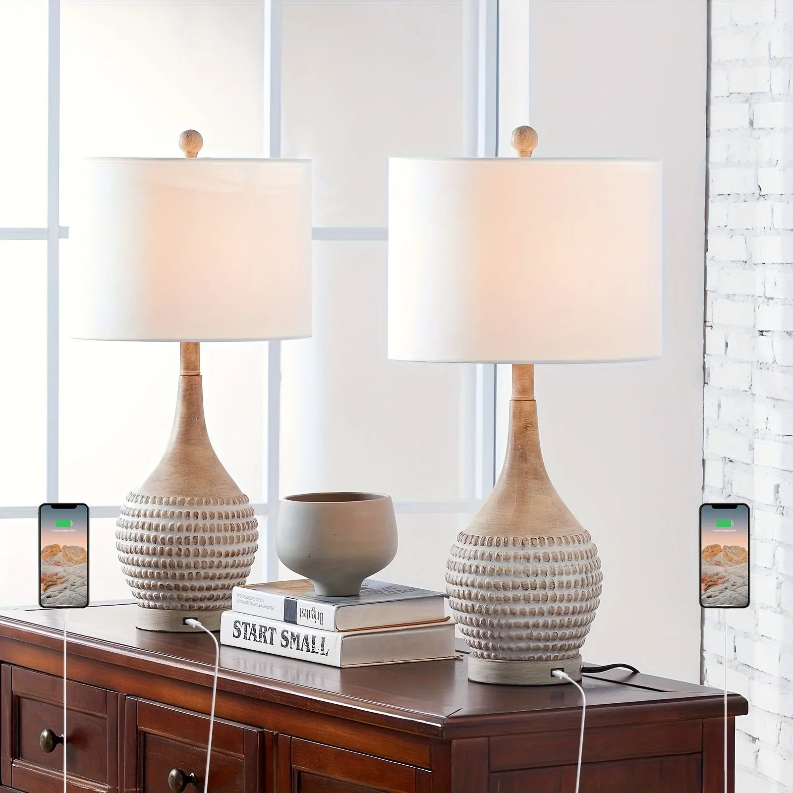Table Lamp - 3-Way Dimmable Brown 25-Inch
