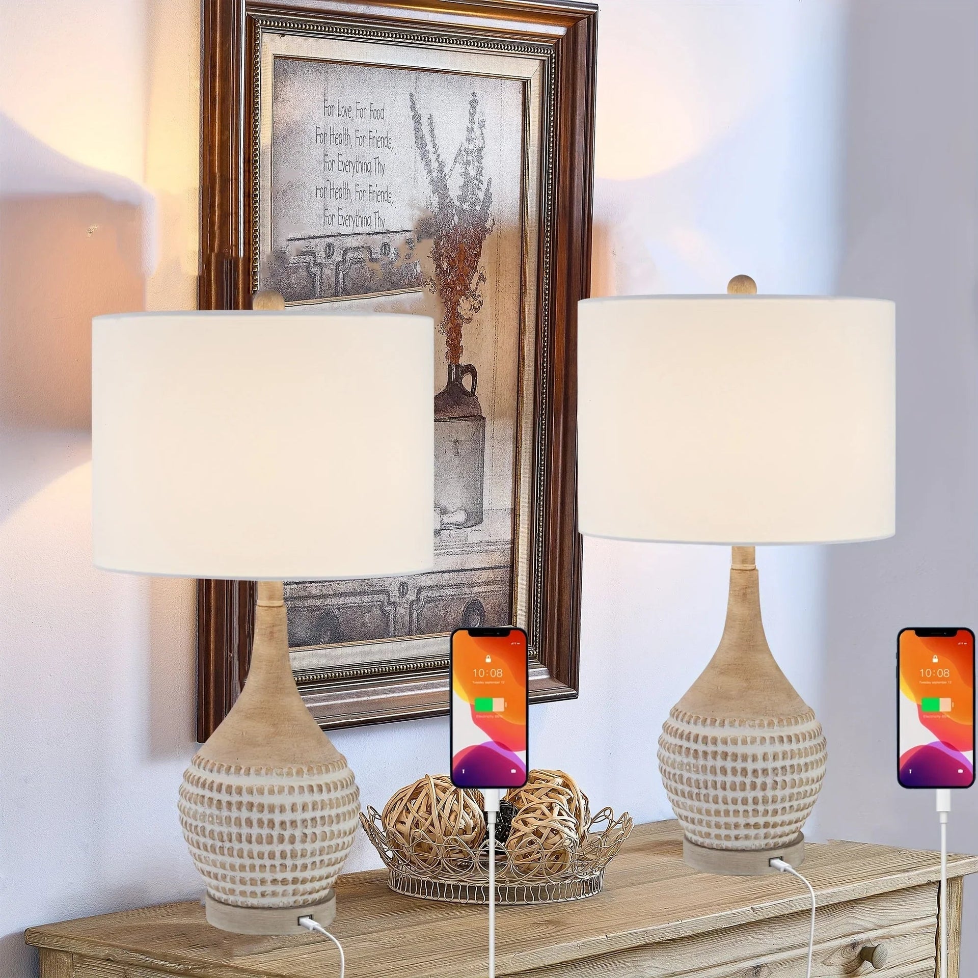 Table Lamp - 3-Way Dimmable Brown 25-Inch