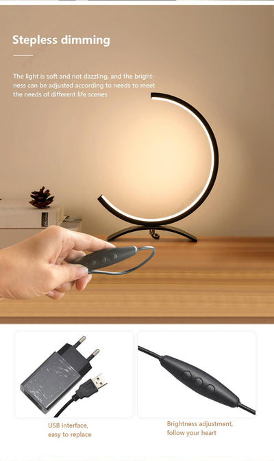 Table Lamp Led Dimmable Design Table Lamp C Shape Black Decorative Lamps Bedside Lamp For Bedroom Romantic Night Lights 3 Color Temperature, Contemporary Decorative Lamp for Home, Living Room & Office