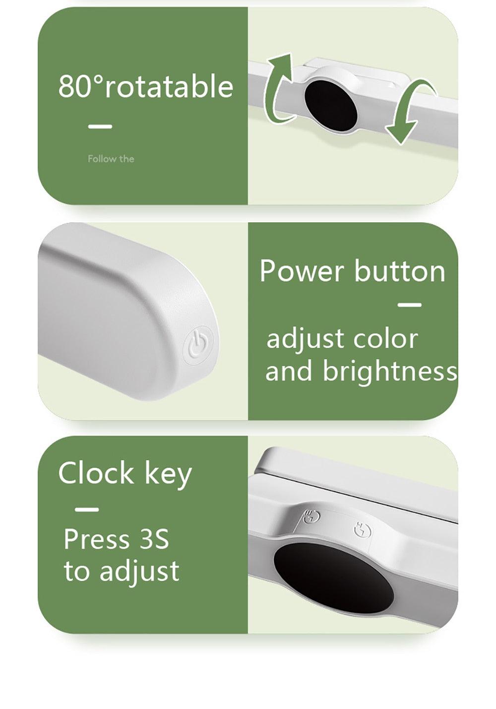 Table Lamp Table Clock USB Lamp Magnetic Led Desk Lamp Study Office Light Rechargeable Bedroom Bedside Children Lamp Decorative Table Lamp Cute Study Lamps for Bedroom Décor