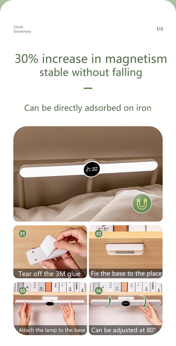 Table Lamp Table Clock USB Lamp Magnetic Led Desk Lamp Study Office Light Rechargeable Bedroom Bedside Children Lamp Decorative Table Lamp Cute Study Lamps for Bedroom Décor