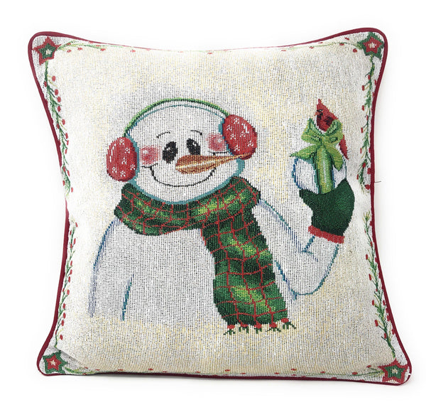DaDa Bedding Set of 8 Pieces Magical Snowman Holiday Table Tapestry - 4 Placemats, 2 Table Runners, 2 Throw Pillow Covers (9733)