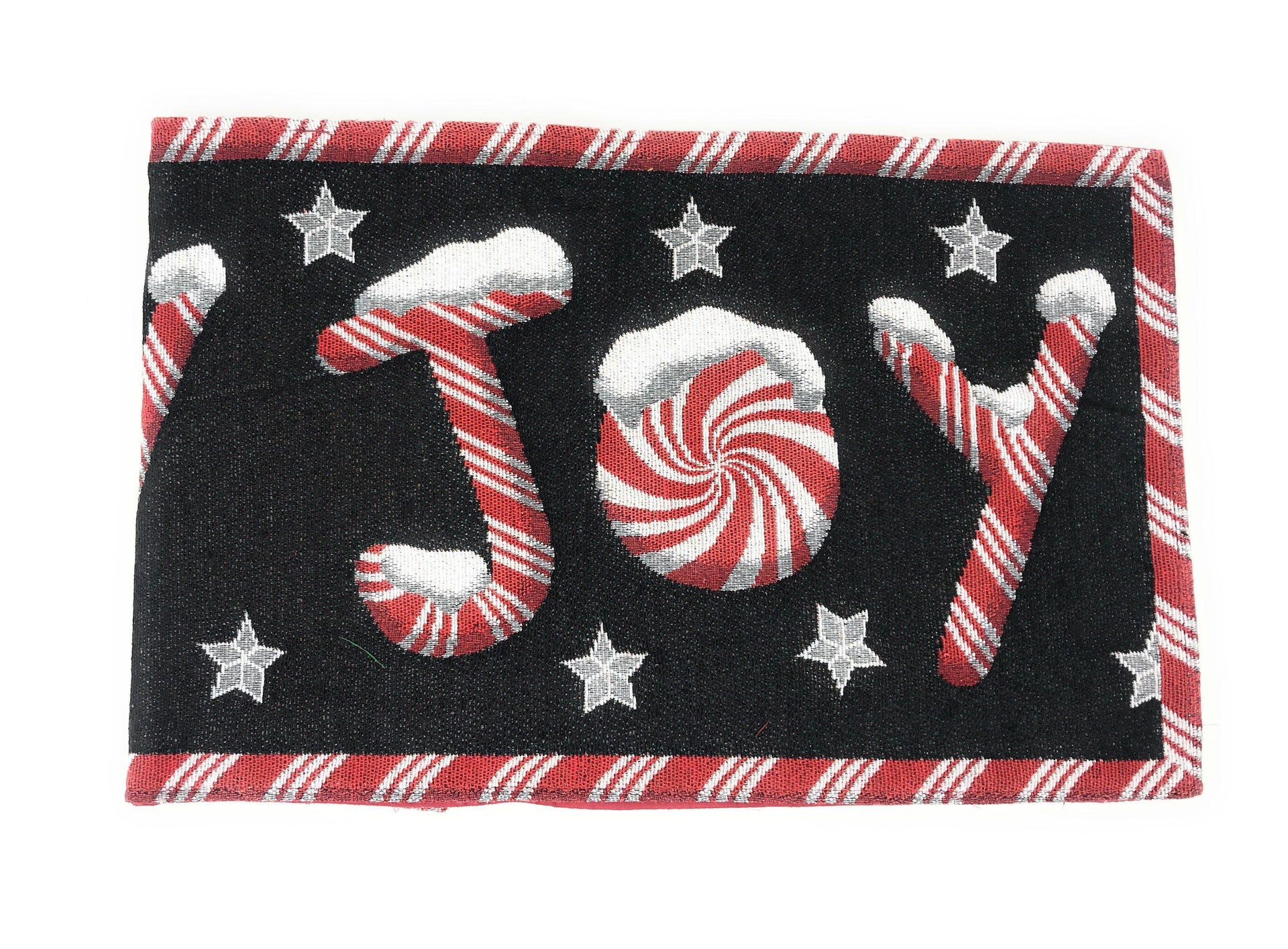 DaDa Bedding Set of 8 Pieces Peppermint Joy Holiday Table Tapestry - 4 Placemats, 2 Table Runners, 2 Throw Pillow Covers (12904)