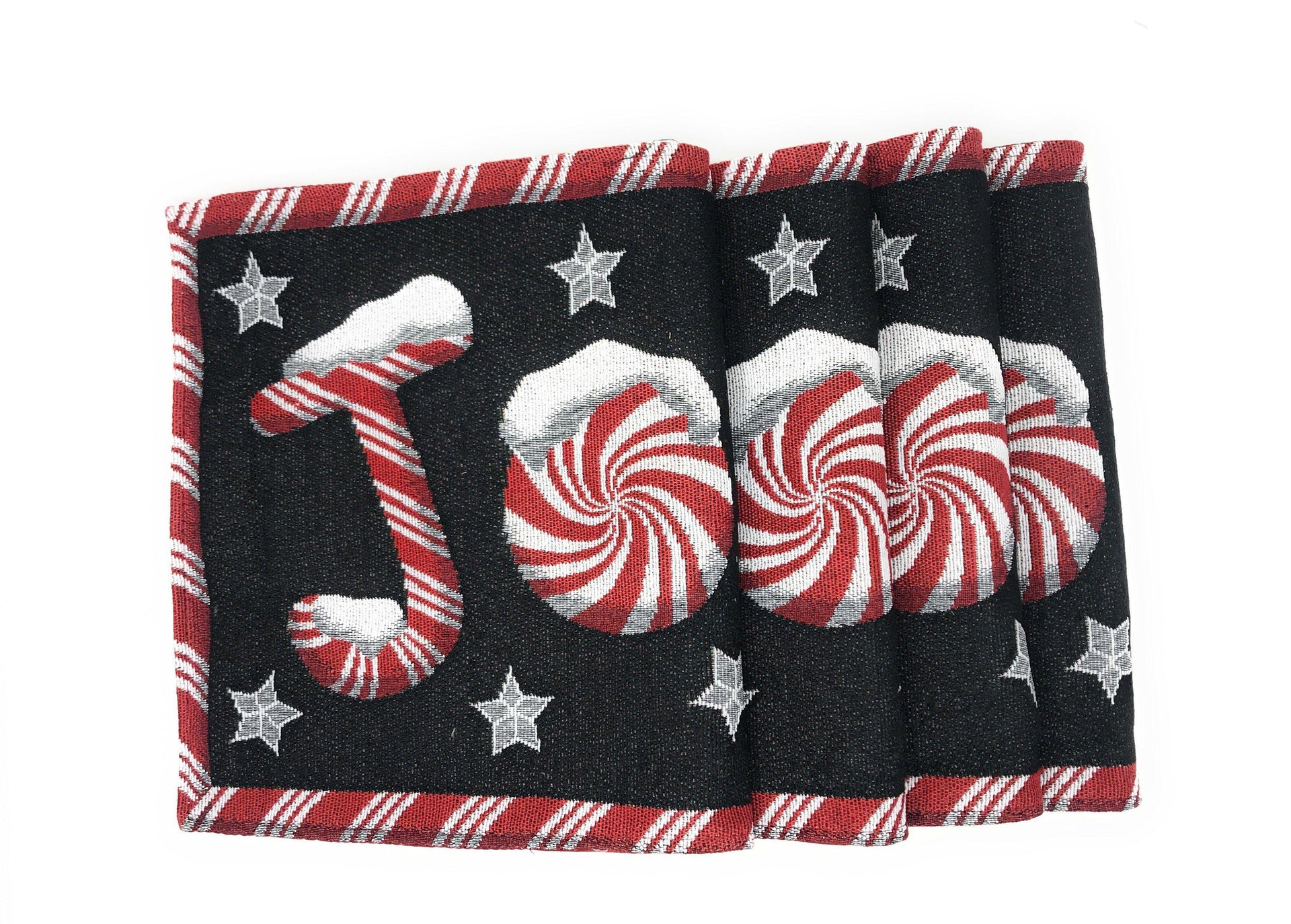 DaDa Bedding Set of 8 Pieces Peppermint Joy Holiday Table Tapestry - 4 Placemats, 2 Table Runners, 2 Throw Pillow Covers (12904)
