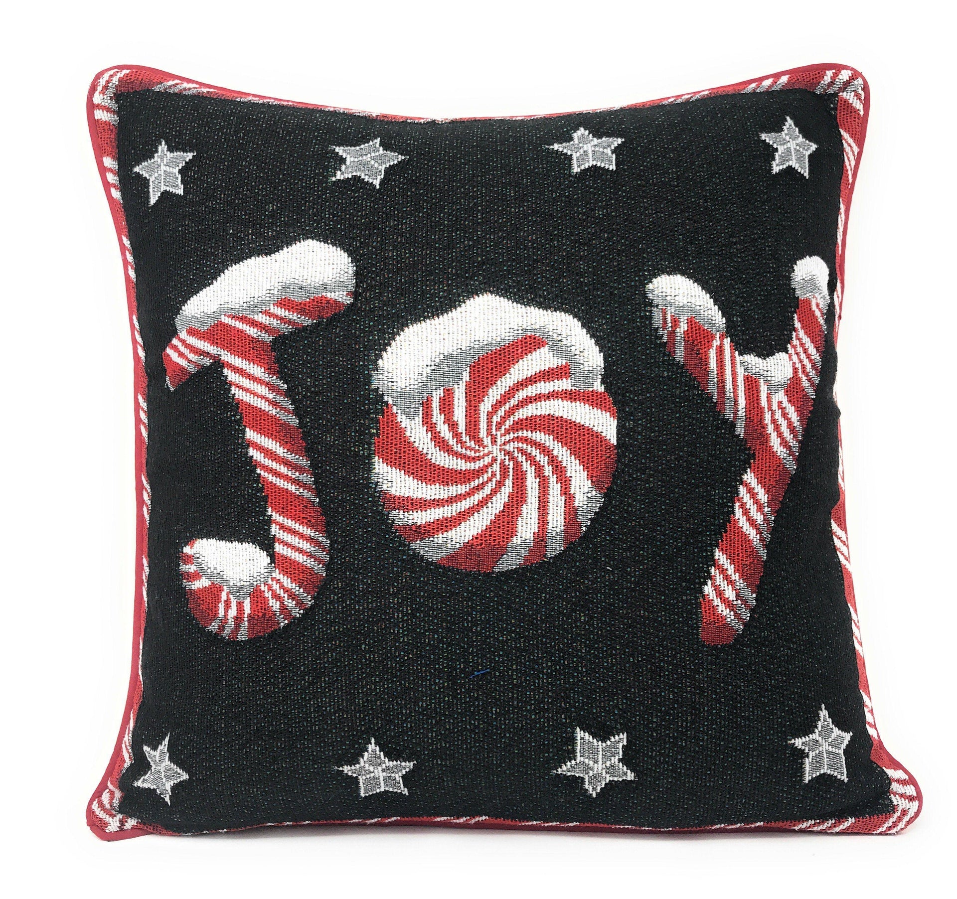 DaDa Bedding Set of 8 Pieces Peppermint Joy Holiday Table Tapestry - 4 Placemats, 2 Table Runners, 2 Throw Pillow Covers (12904)