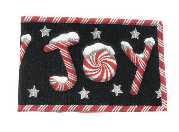 DaDa Bedding Peppermint Joy Red Black Holiday Tapestry Dining Table Runner (12904)