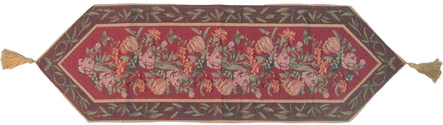 DaDa Bedding Romantic Floral Field of Roses Burgundy Red Tapestry Table Runner (5594)