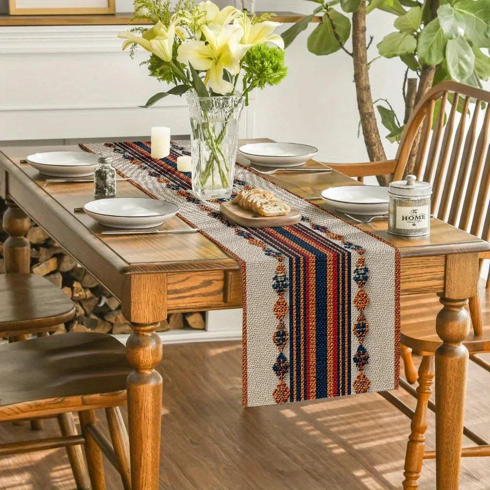 Table Runner - Geometric Polyester Striped