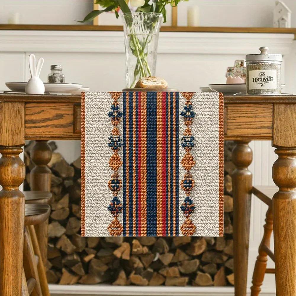Table Runner - Geometric Polyester Striped