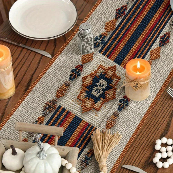 Table Runner - Geometric Polyester Striped