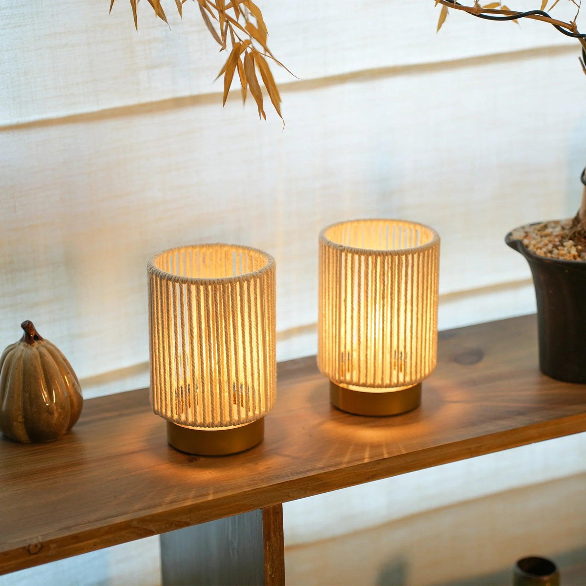 Set of 2 Braided Cotton Rope Table Lamp 6.5